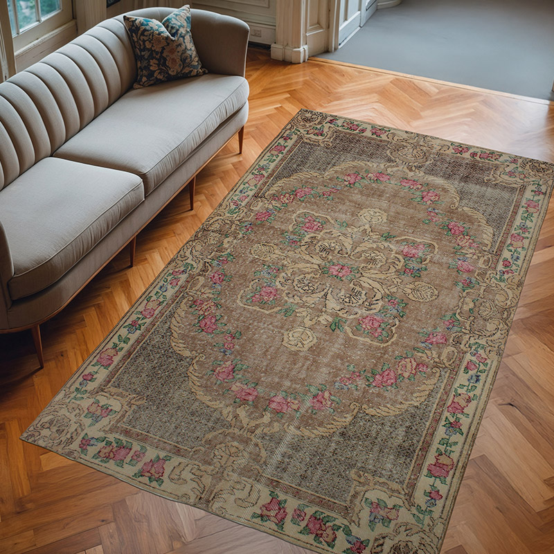 Alfombra Vintage Turca Anudada a Mano - 160 cm x 274 cm - K0083080