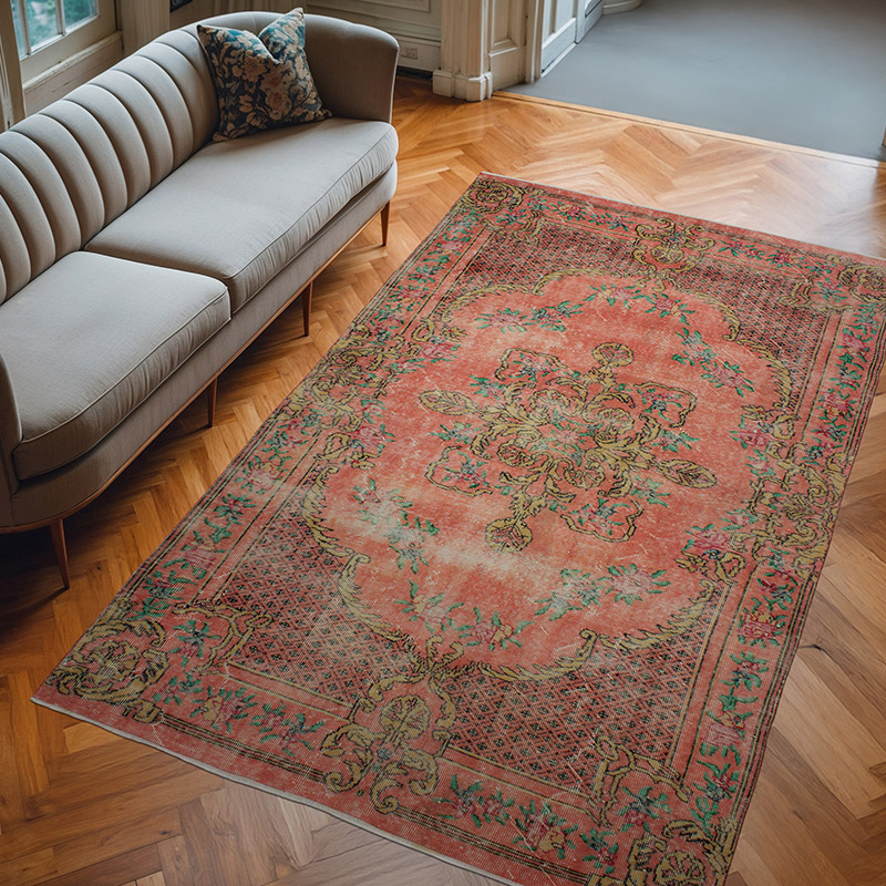 Alfombra Vintage Turca Anudada a Mano - 168 cm x 276 cm - K0083083