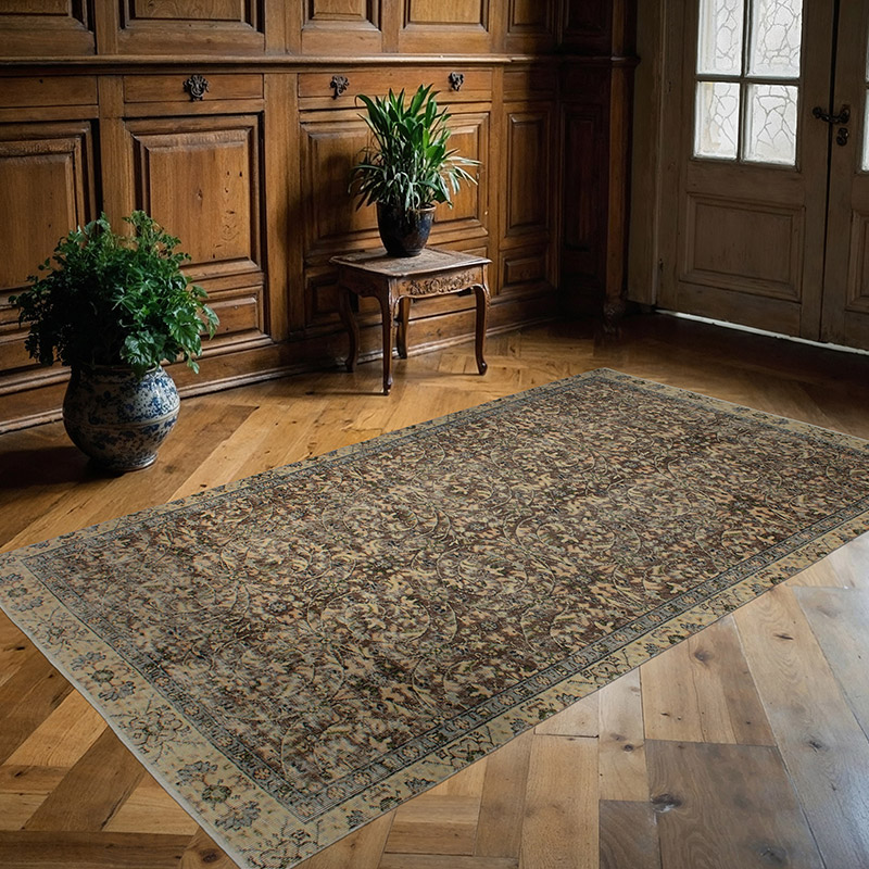 Vintage Turkish Hand-Knotted Rug - 4' 8" x 8' 2" (56" x 98") - K0083087