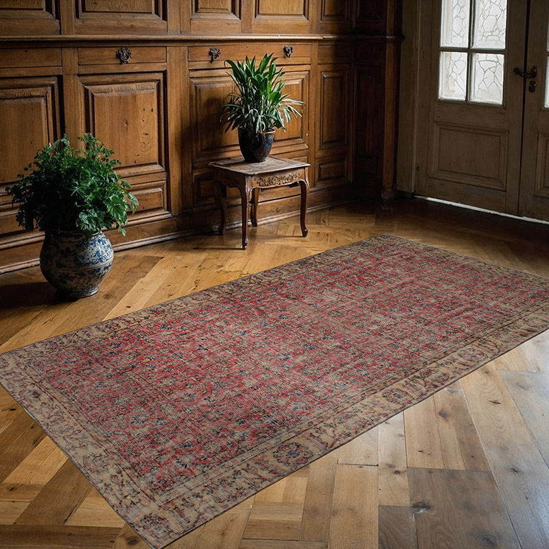 Vintage Turkish Hand-Knotted Rug - 4' 8" x 8' 7" (56" x 103") - K0083121