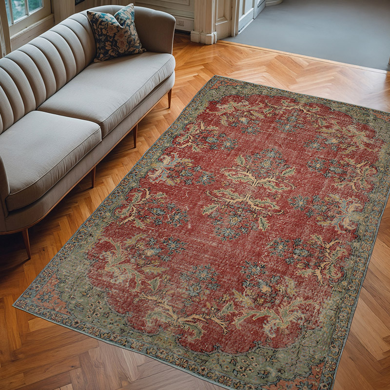 Vintage Turkish Hand-Knotted Rug - 5' 9" x 9'  (69" x 108") - K0083135