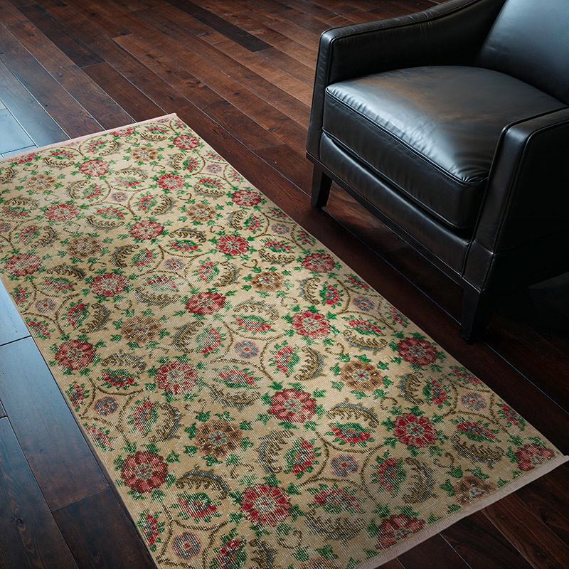Alfombra Vintage Turca Anudada a Mano - 97 cm x 178 cm - K0083148