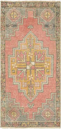 Alfombra Vintage Turca Anudada a Mano - 49 cm x 102 cm