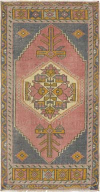 El Dokuma Vintage Halı - 53 cm x 103 cm