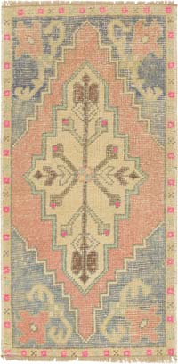 El Dokuma Vintage Halı - 46 cm x 93 cm