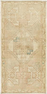 Vintage Turkish Hand-Knotted Rug - 1' 7" x 3' 1" (19" x 37")