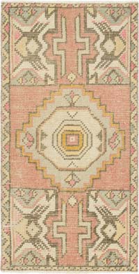 Alfombra Vintage Turca Anudada a Mano - 47 cm x 91 cm