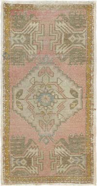 Alfombra Vintage Turca Anudada a Mano - 47 cm x 92 cm