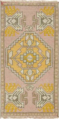 Alfombra Vintage Turca Anudada a Mano - 47 cm x 94 cm