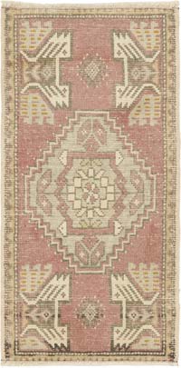 Alfombra Vintage Turca Anudada a Mano - 49 cm x 96 cm