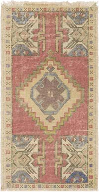 El Dokuma Vintage Halı - 52 cm x 96 cm