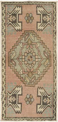 El Dokuma Vintage Halı - 48 cm x 101 cm