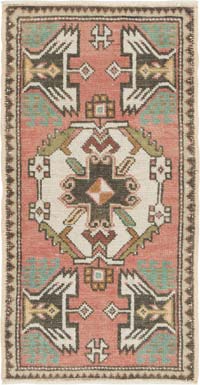 El Dokuma Vintage Halı - 49 cm x 93 cm