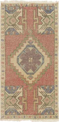 El Dokuma Vintage Halı - 48 cm x 95 cm