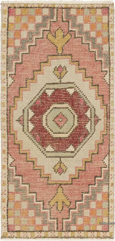 Alfombra Vintage Turca Anudada a Mano - 44 cm x 92 cm