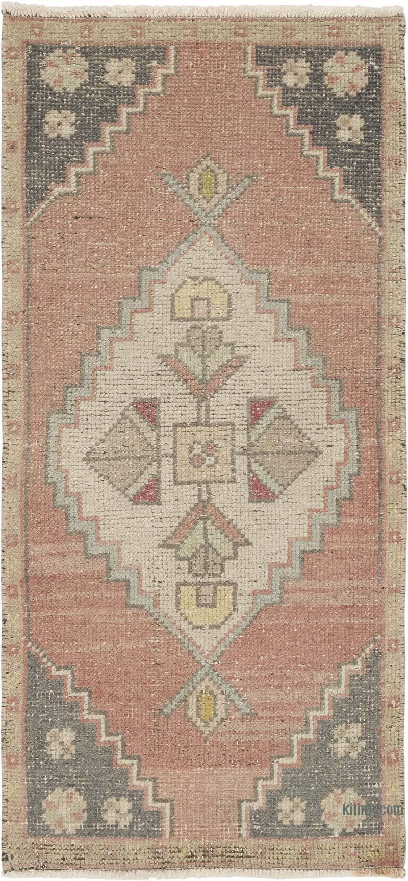 El Dokuma Vintage Halı - 51 cm x 108 cm - K0083246