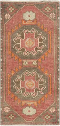 Alfombra Vintage Turca Anudada a Mano - 46 cm x 95 cm
