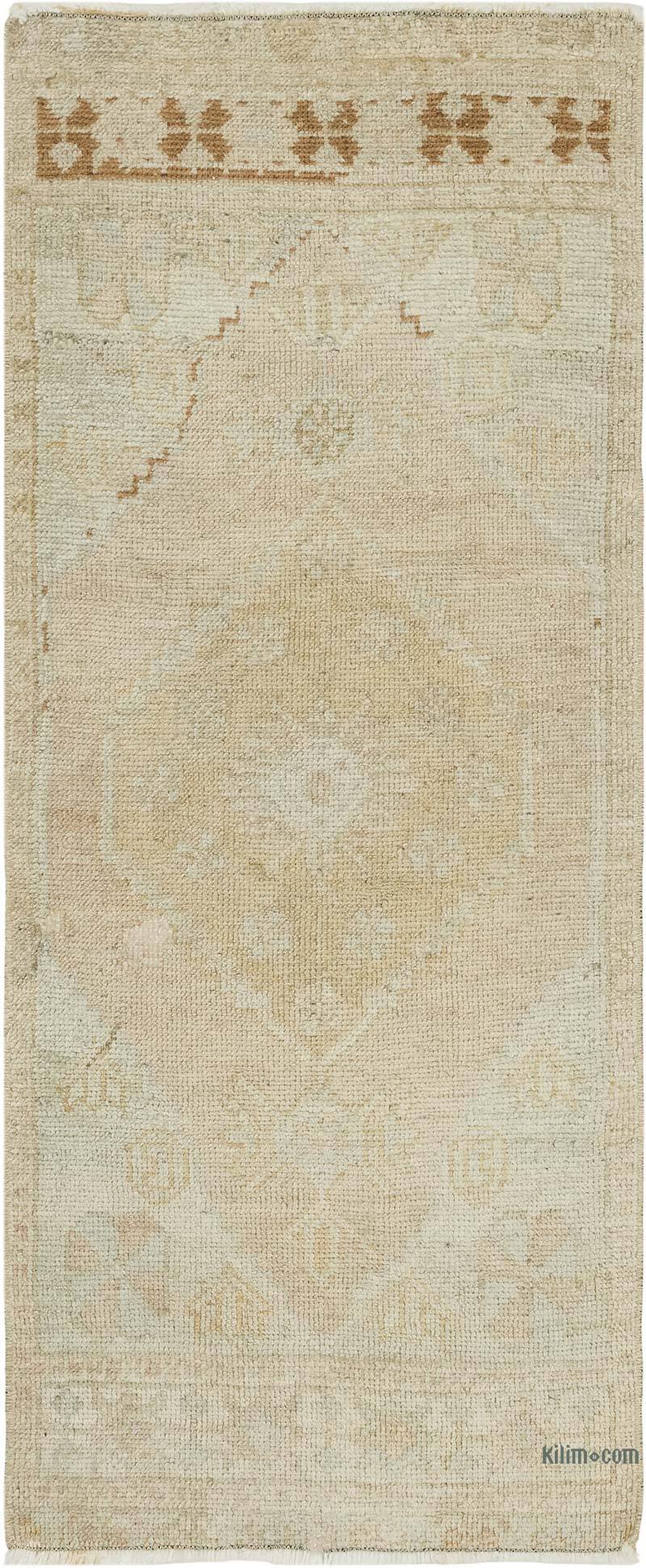 Alfombra Vintage Turca Anudada a Mano - 39 cm x 93 cm - K0083390