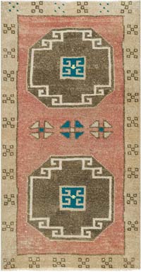 Alfombra Vintage Turca Anudada a Mano - 47 cm x 92 cm