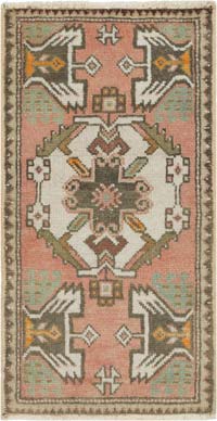El Dokuma Vintage Halı - 48 cm x 92 cm