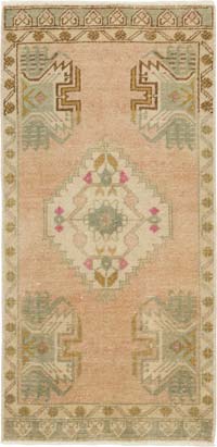 Alfombra Vintage Turca Anudada a Mano - 49 cm x 99 cm
