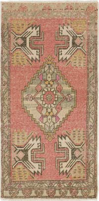 Alfombra Vintage Turca Anudada a Mano - 53 cm x 104 cm