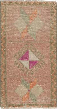 Vintage Turkish Hand-Knotted Rug - 1' 6