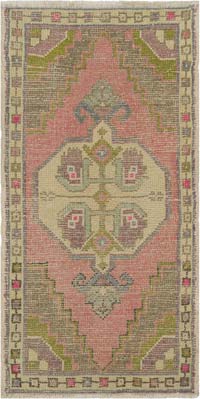 El Dokuma Vintage Halı - 54 cm x 106 cm