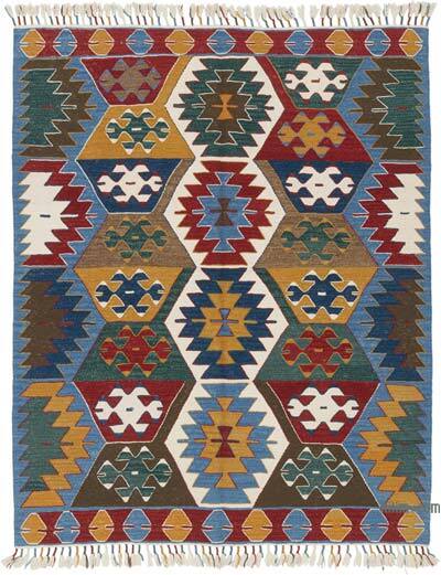 New Handwoven Turkish Kilim Rug - 5' 1" x 6' 4" (61" x 76")