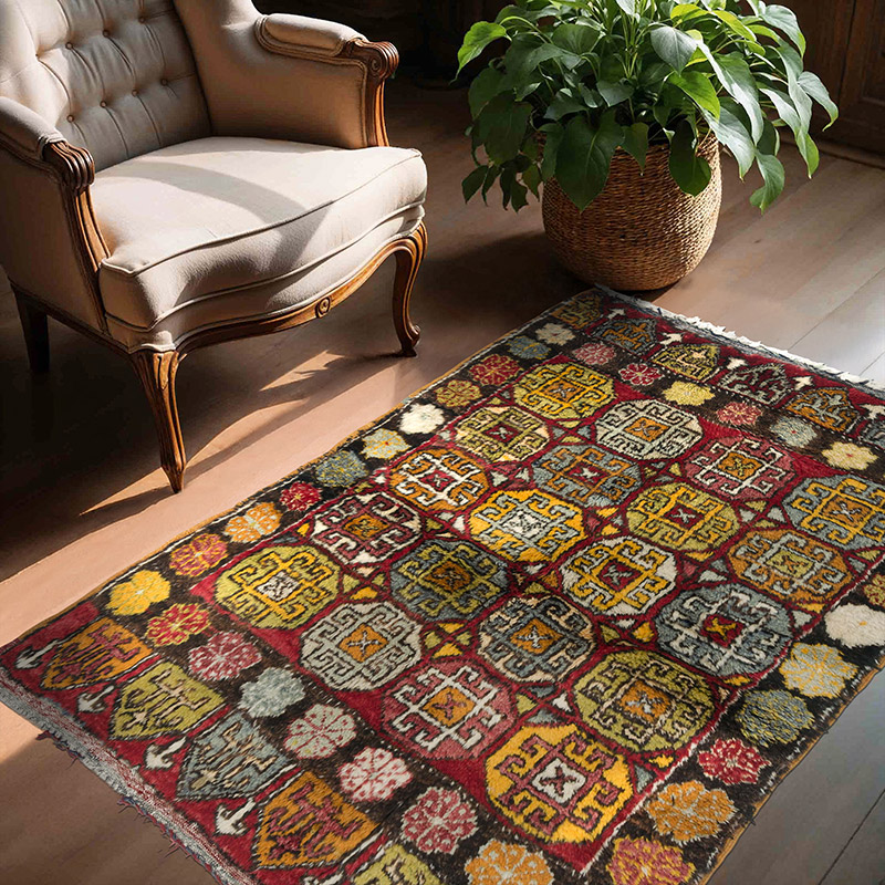 Vintage Turkish Hand-Knotted Rug - 4' 4" x 5' 6" (52" x 66") - K0083542