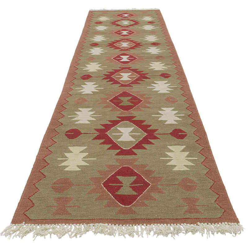 New Handwoven Turkish Kilim Runner - 2' 11" x 11' 5" (35" x 137") - K0083544