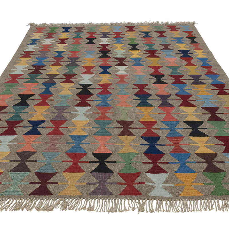 New Handwoven Turkish Kilim Rug - 5'  x 7' 1" (60" x 85") - K0083553