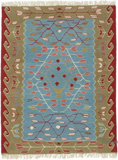 New Handwoven Turkish Kilim Rug - 5' 4" x 6' 10" (64" x 82")