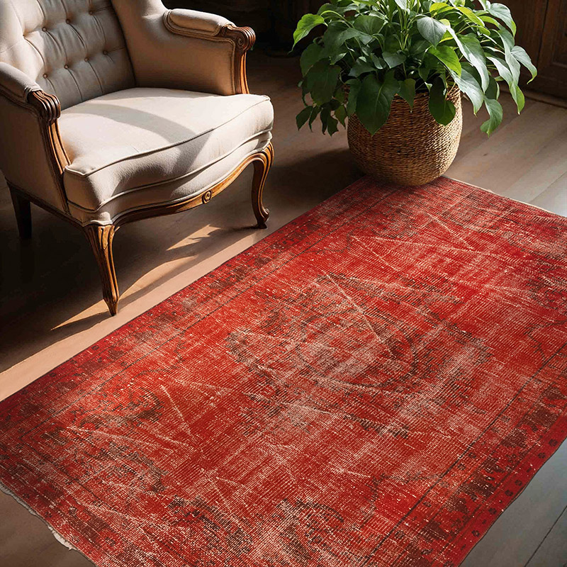 Over-dyed Vintage Hand-Knotted Turkish Rug - 4' 11" x 6' 2" (59" x 74") - K0083585