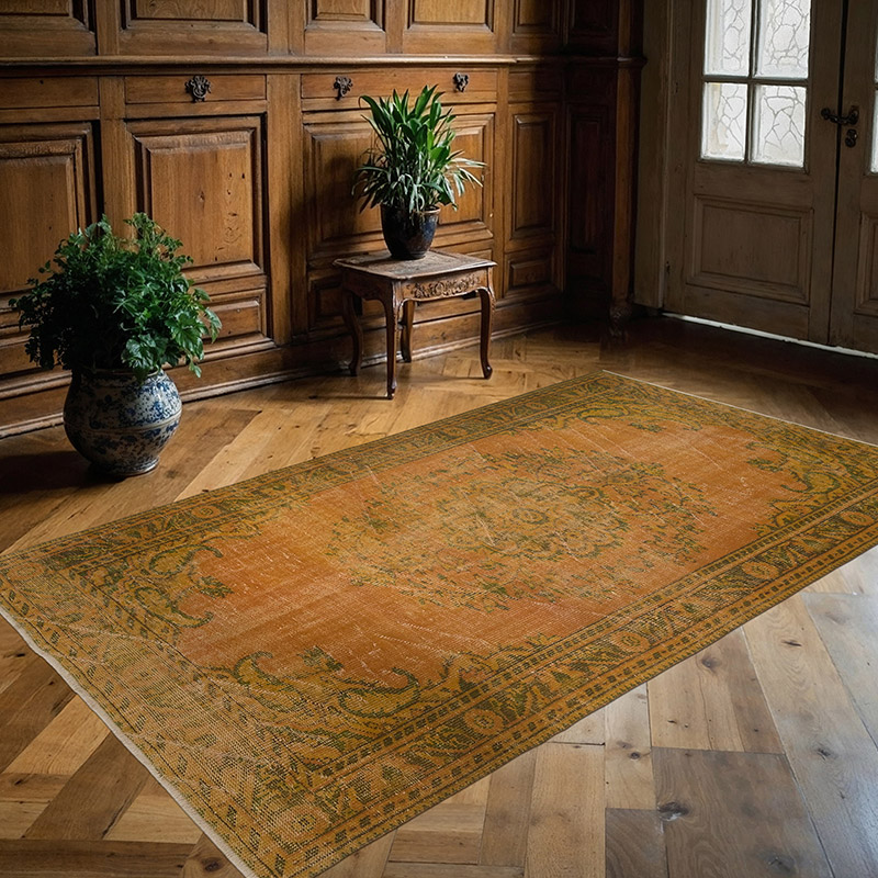 Over-dyed Vintage Hand-Knotted Turkish Rug - 5' 3" x 8' 8" (63" x 104") - K0083586