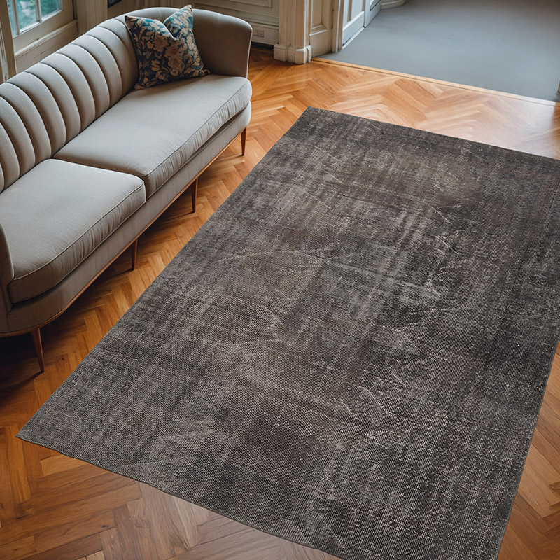 Over-dyed Vintage Hand-Knotted Turkish Rug - 6' 5" x 9' 5" (77" x 113") - K0083588