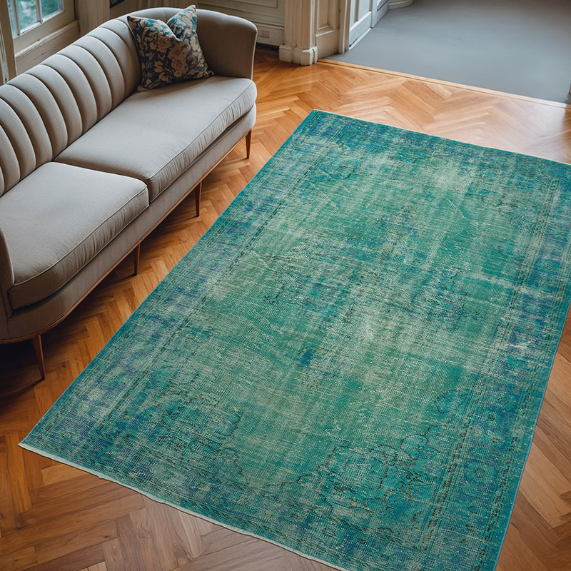 Over-dyed Vintage Hand-Knotted Turkish Rug - 6' 1" x 9' 1" (73" x 109") - K0083591