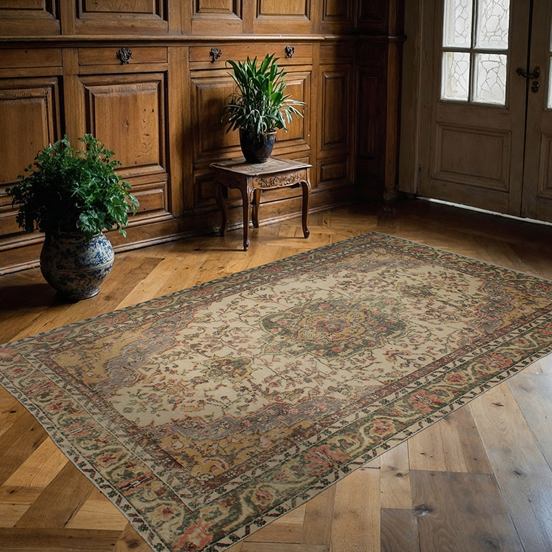 Vintage Turkish Hand-Knotted Rug - 5' 6" x 8' 9" (66" x 105") - K0083685