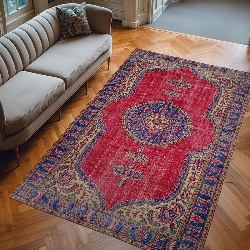 Alfombra Vintage Turca Anudada a Mano - 162 cm x 271 cm - K0083690