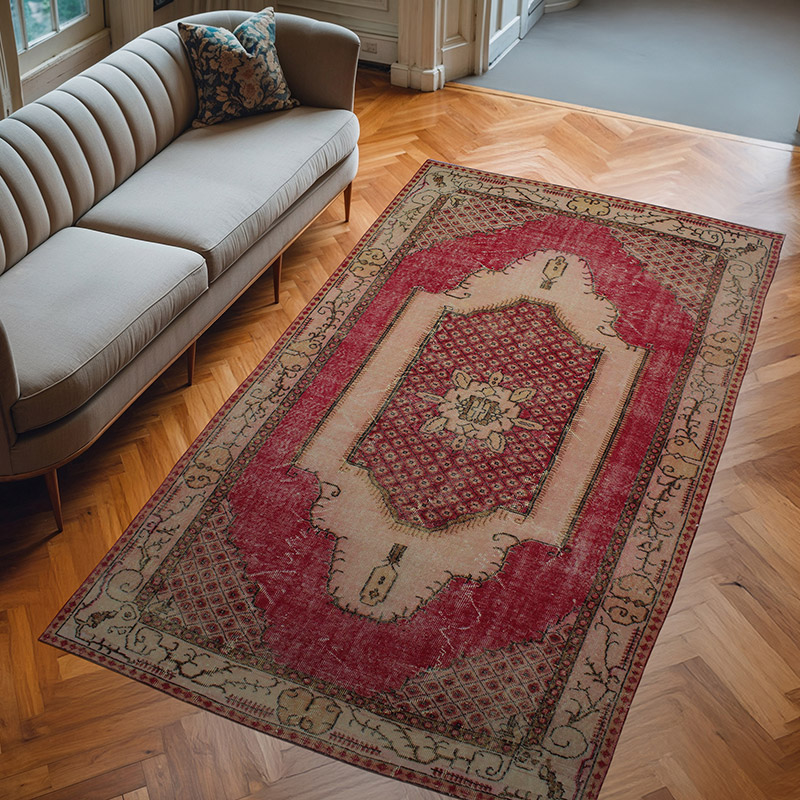 Vintage Turkish Hand-Knotted Rug - 5' 3" x 9' 3" (63" x 111") - K0083706
