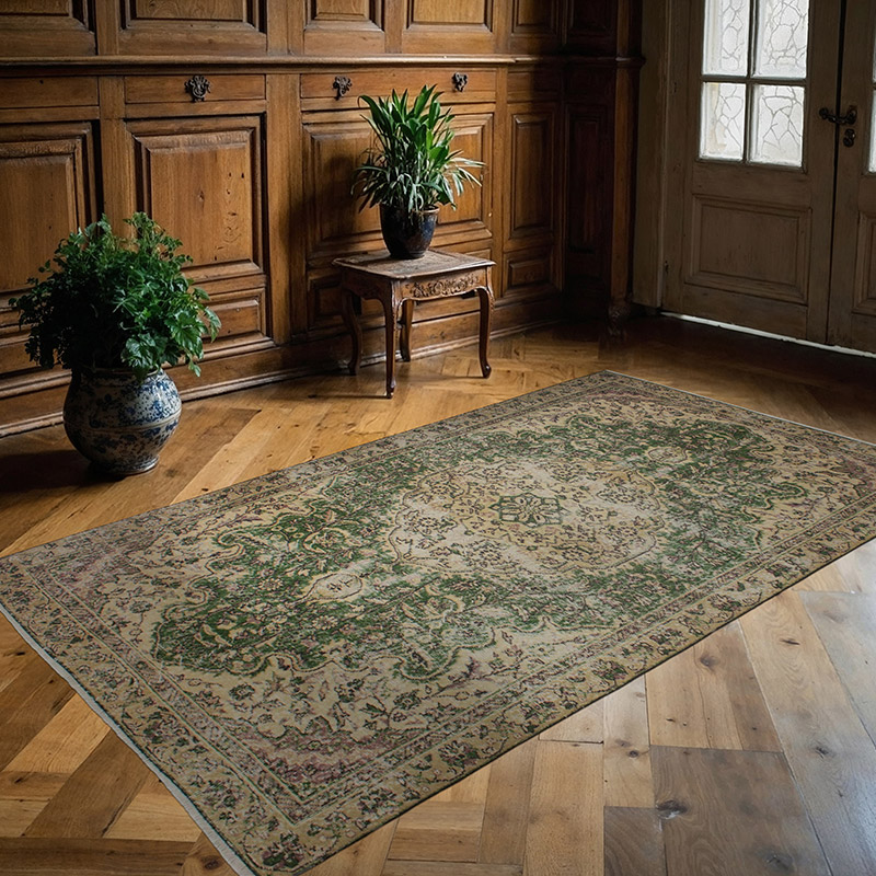 Alfombra Vintage Turca Anudada a Mano - 148 cm x 253 cm - K0083726
