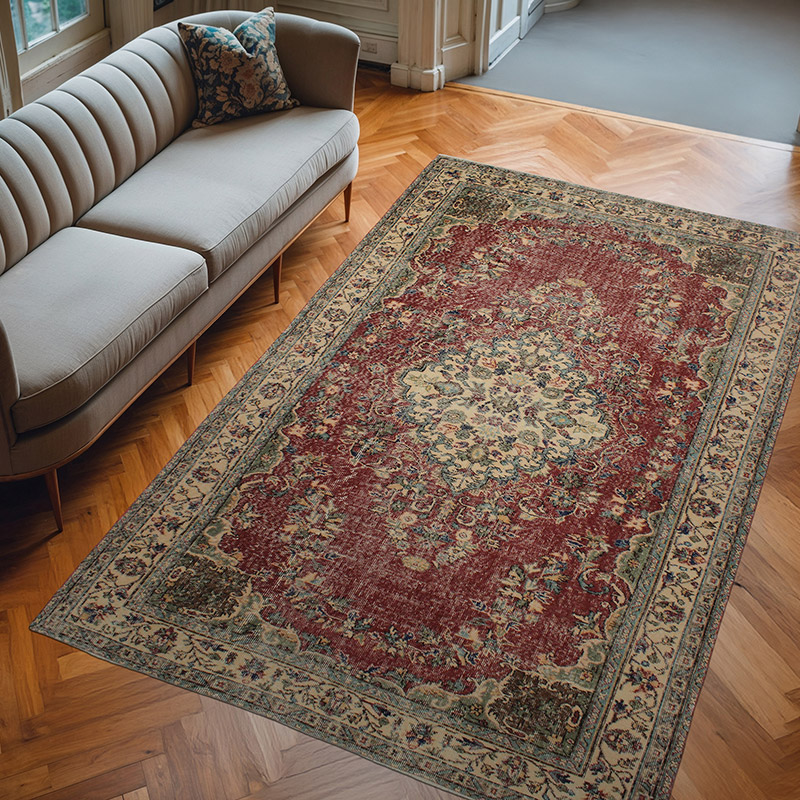 Vintage Turkish Hand-Knotted Rug - 5' 7" x 8' 11" (67" x 107") - K0083734