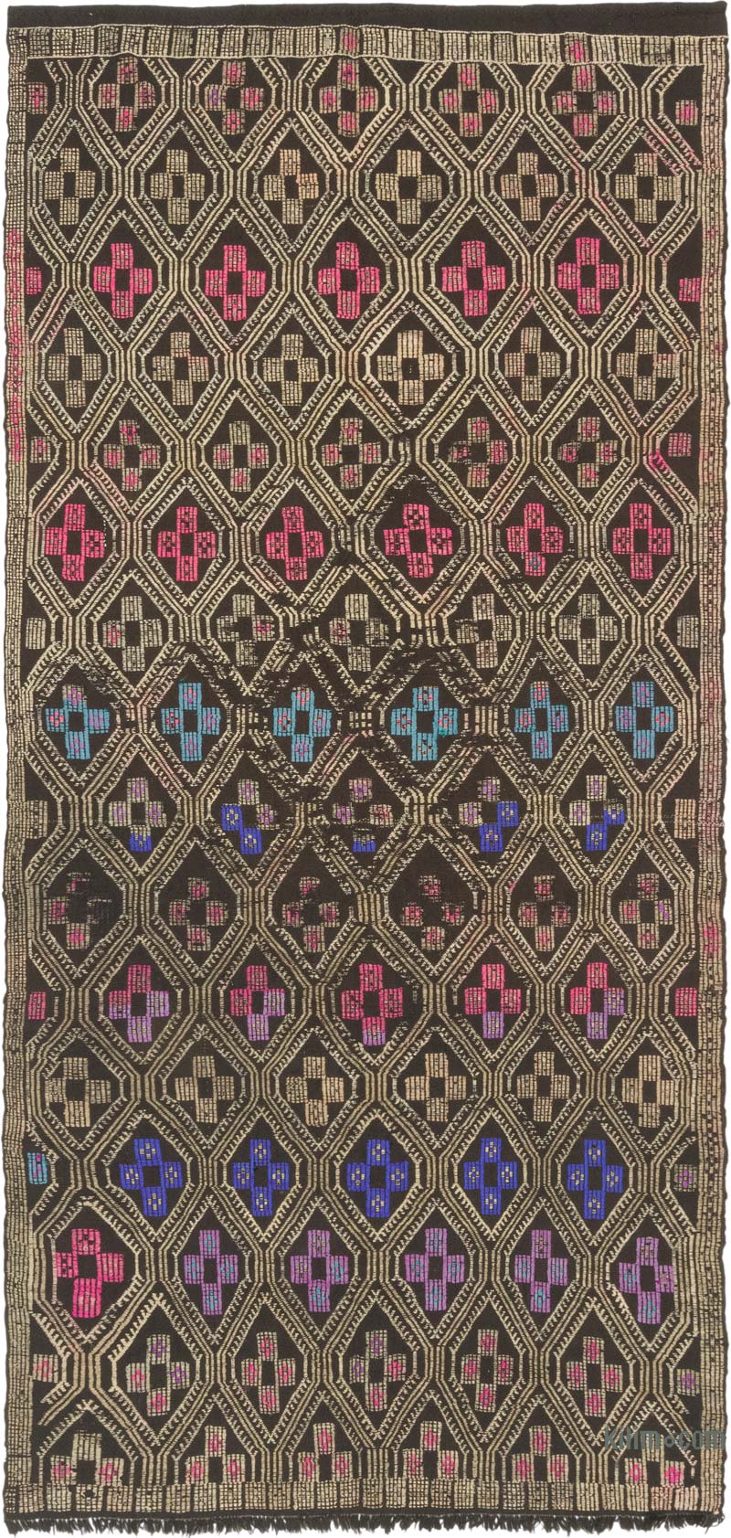 Vintage Anatolian Jijim Rug - 4' 4" x 9' 2" (52" x 110") - K0083747