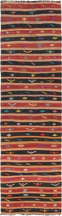Vintage Anatolian Kilim Runner - 3' 6" x 12' 4" (42" x 148")