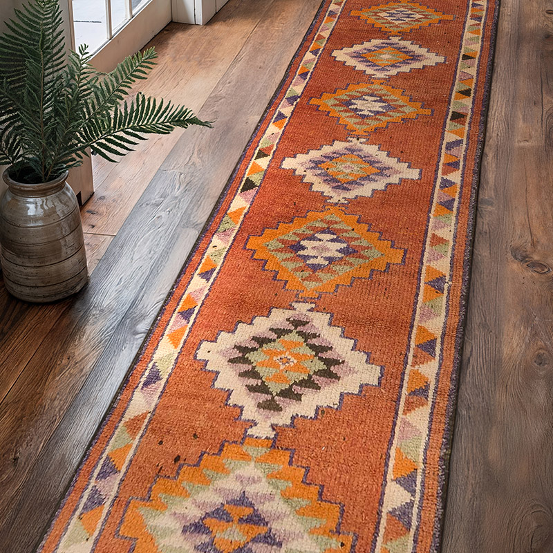 Vintage Tribal Runner Rug - 2' 11" x 13'  (35" x 156") - K0083768