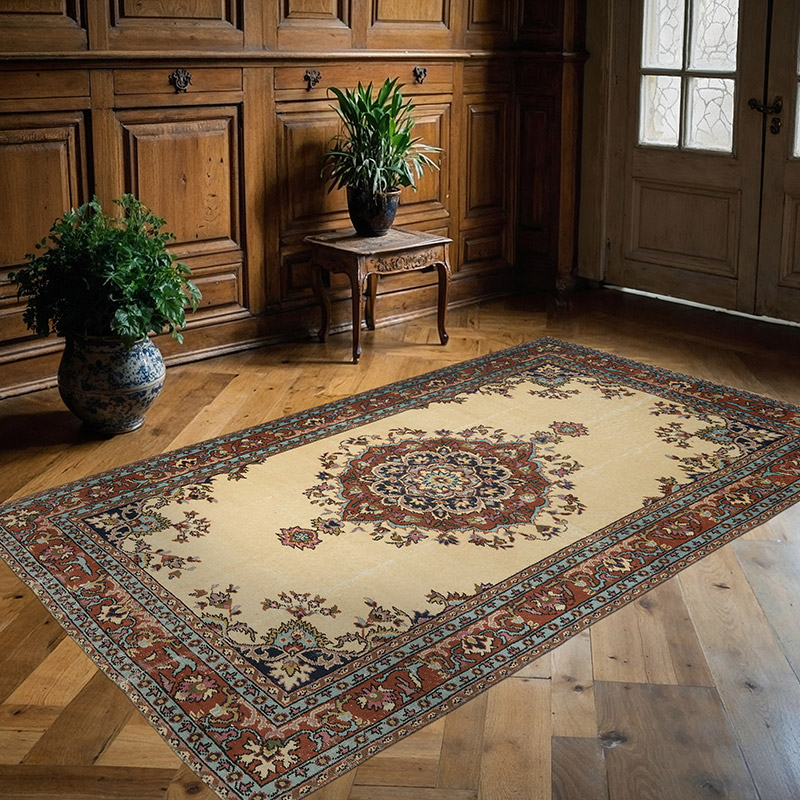 Alfombra Vintage Turca Anudada a Mano - 147 cm x 241 cm - K0083808