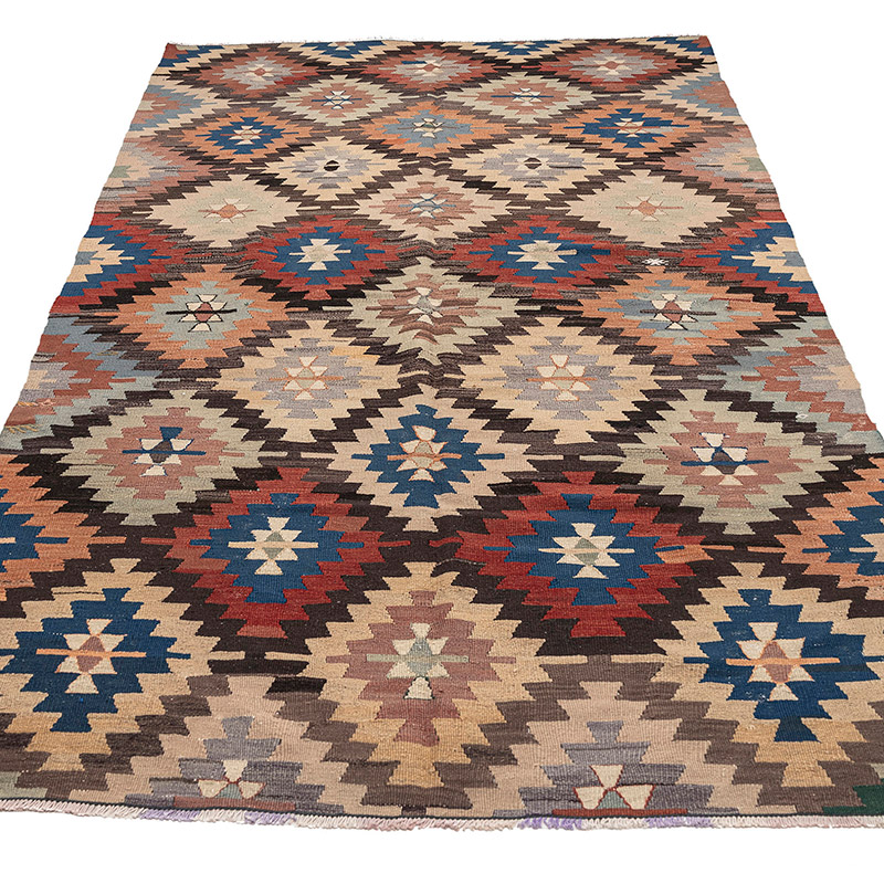 Vintage Afyon Kilim Rug - 5' 1" x 9'  (61" x 108") - K0083818