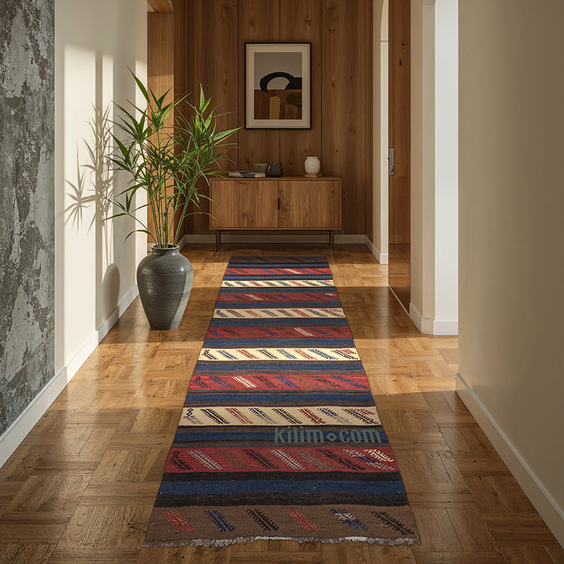 Vintage Sivas Kilim Runner - 3' 1" x 8' 7" (37" x 103") - K0083829