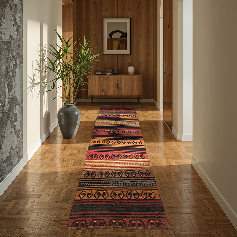 Vintage Konya Kilim Runner - 3' 2" x 9' 10" (38" x 118") - K0083837