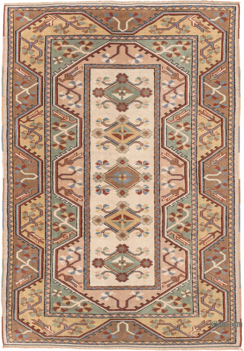 Alfombra Vintage Turca Anudada a Mano - 132 cm x 192 cm - K0083843